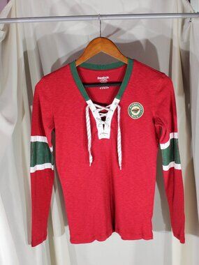 Reebok Women's Long Sleeve NHL Minnesota Wild Top - Red/Green Size S